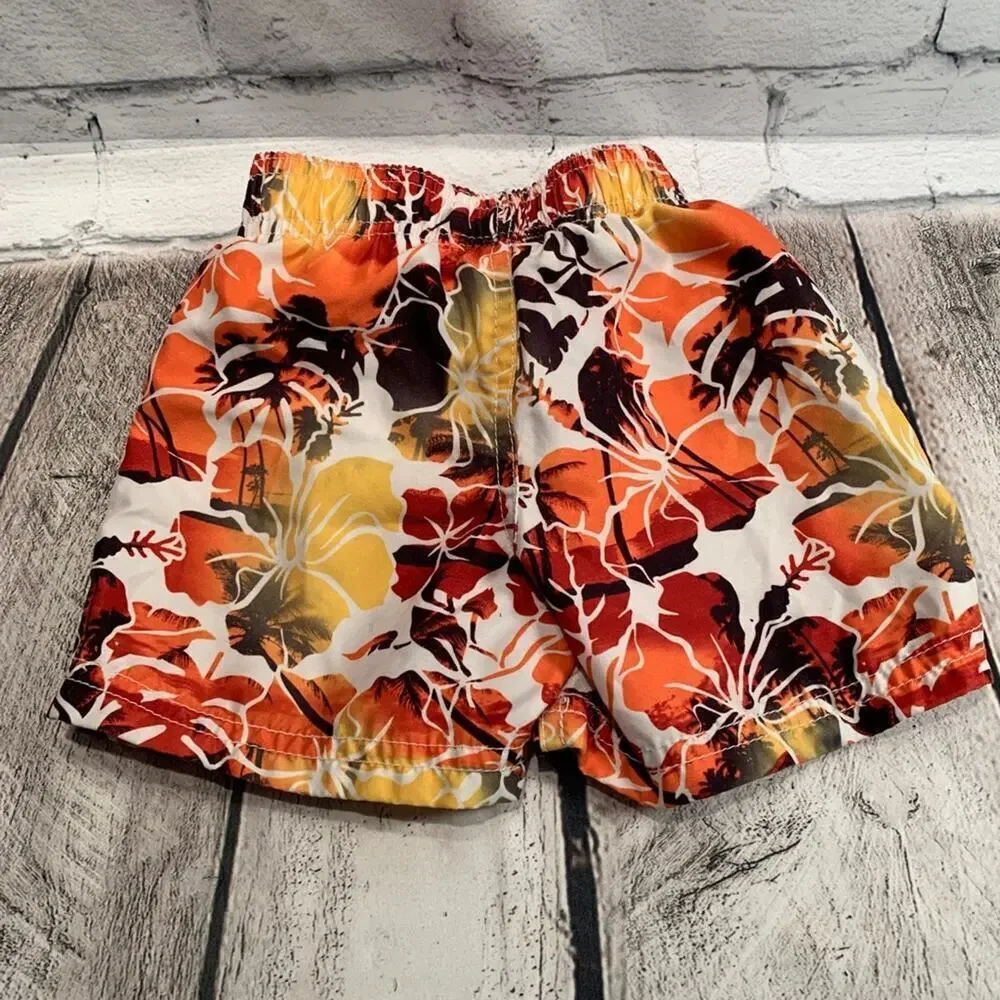 KOALA KIDS Boy’s Hawaiian Print Lined Swim Trunks / Size: 12 Months